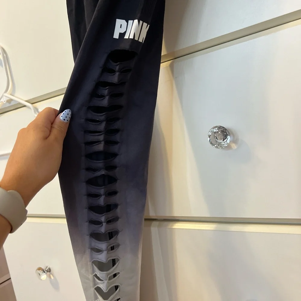 PINK Victoria's Secret Black and Gray Ombre Leggings - Picture 2 of 5